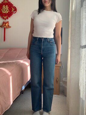 Levi’s Premium Ribcage Straight Ankle Jeans in Jazz Jive Together